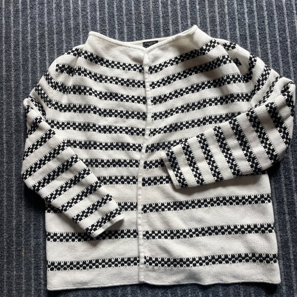 Talbots Cardigan XL Petite Black and White 98% Cotton - Picture 2 of 7